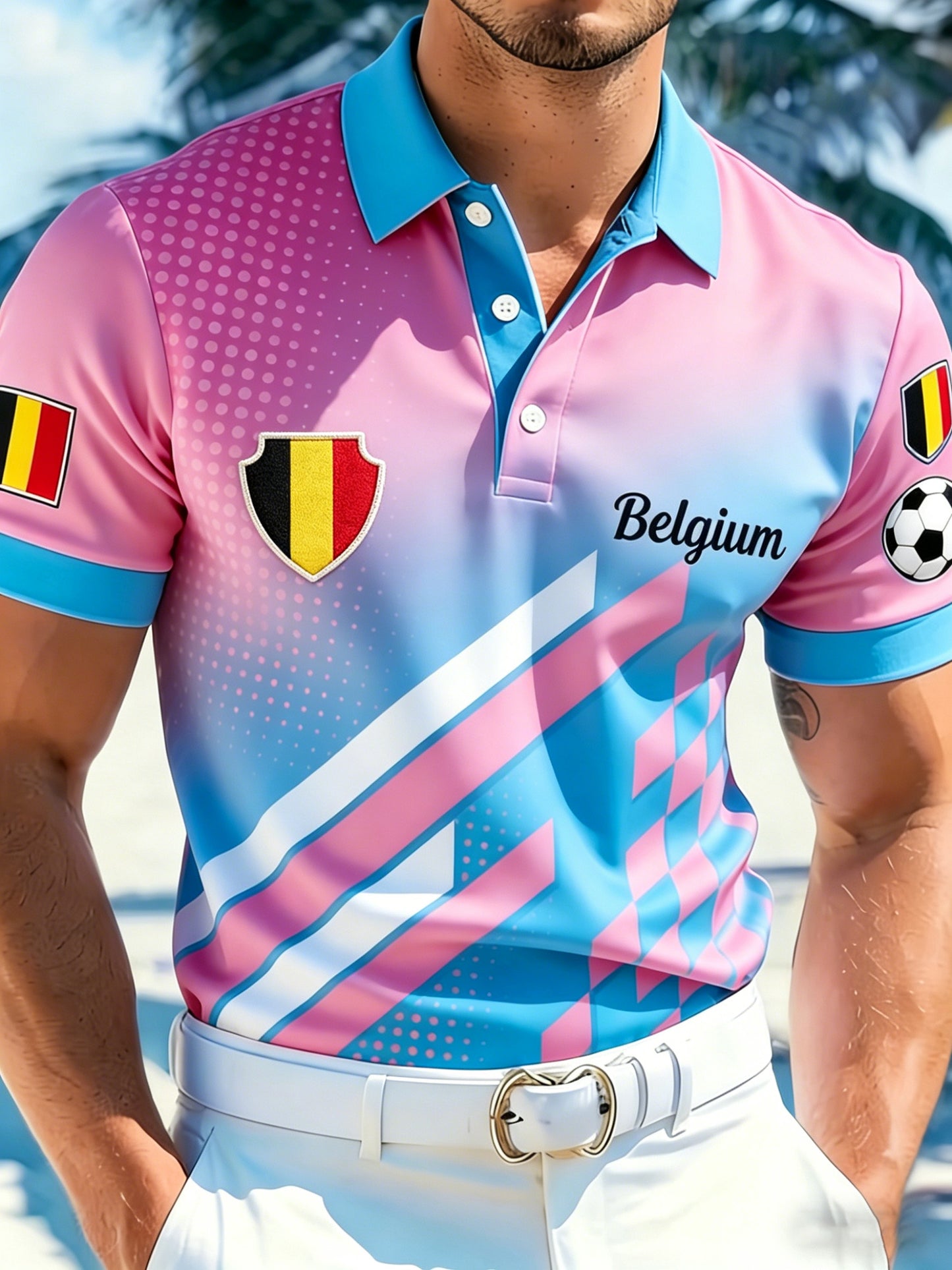 Impression artistique pour les supporters du match de football de la Belgique masculine, polo pour fans