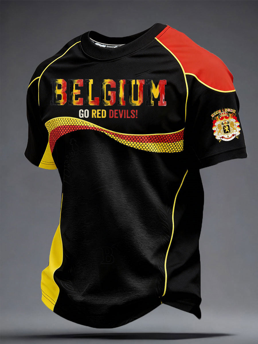 T-shirt imprimé pour hommes, amoureux du football belge