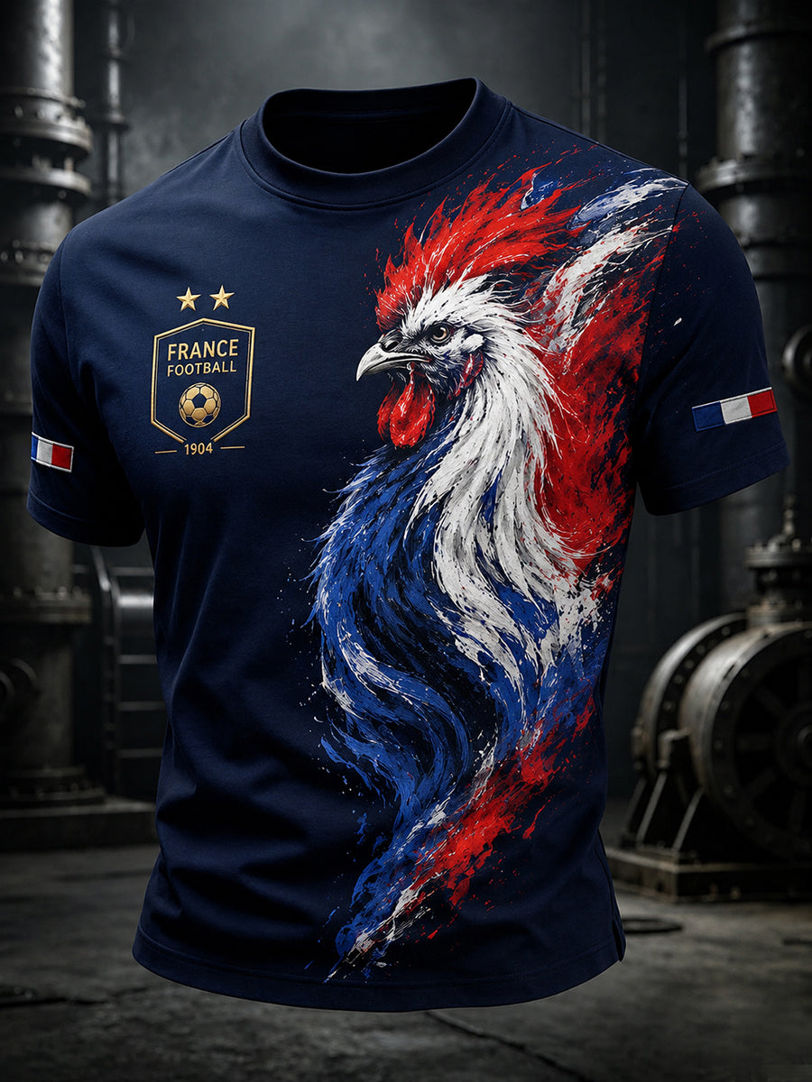 T-shirt imprimé pour fans de football français, modèle homme
