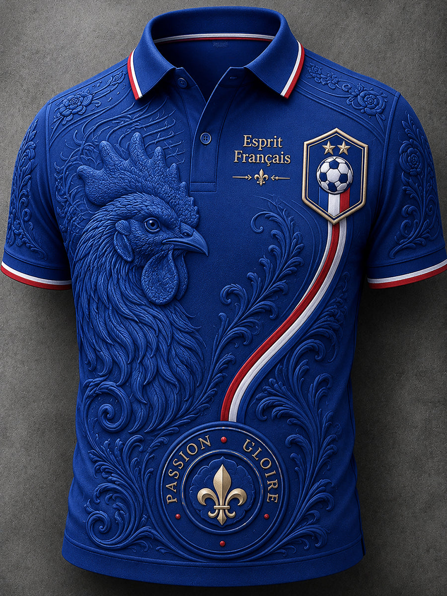 Chemise à imprimé pour fans de football français, modèle homme