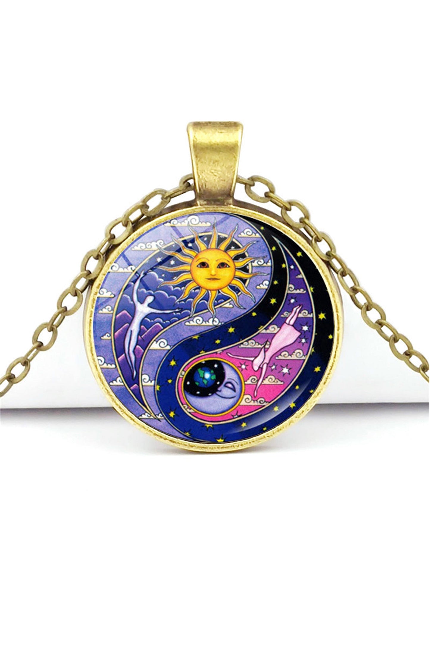 Collier pendentif Gemme du Temps - Soleil et Lune Noir Accessoires