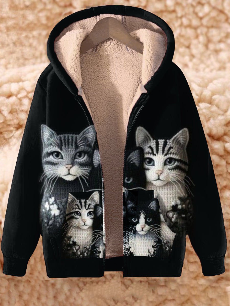 Animal Art Imprimer manches longues ?� capuche Zip-Up Thick Top Veste �?? impriwear