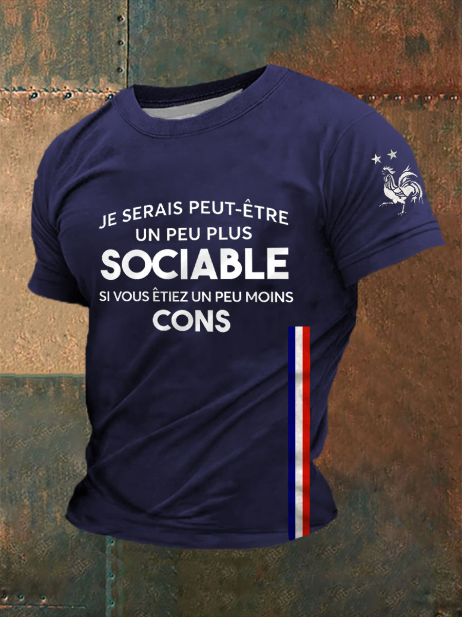 T-shirt Etre sociable Homme Bleu Marine / S