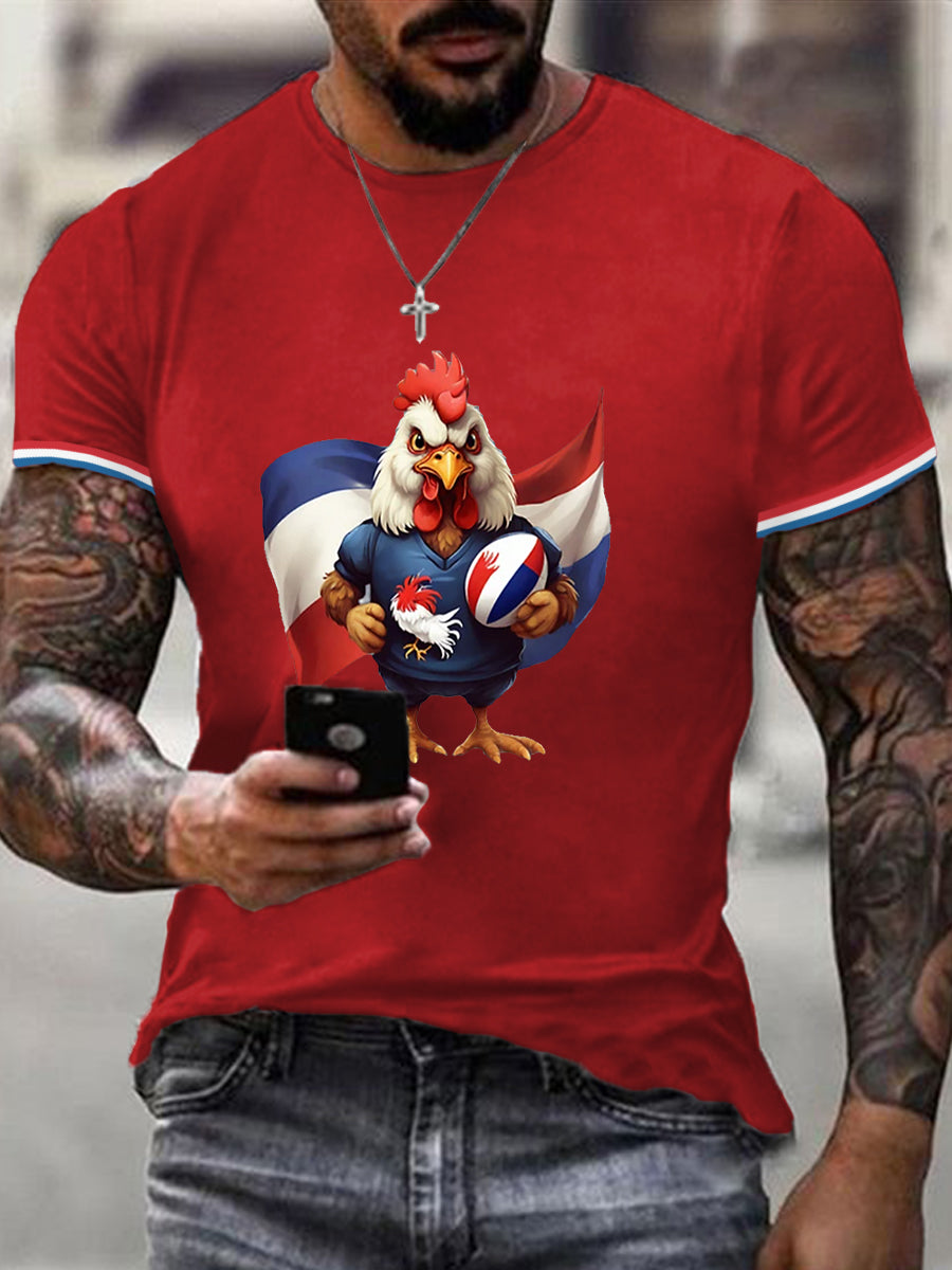 T-shirt décontracté à imprimé rugby pour hommes