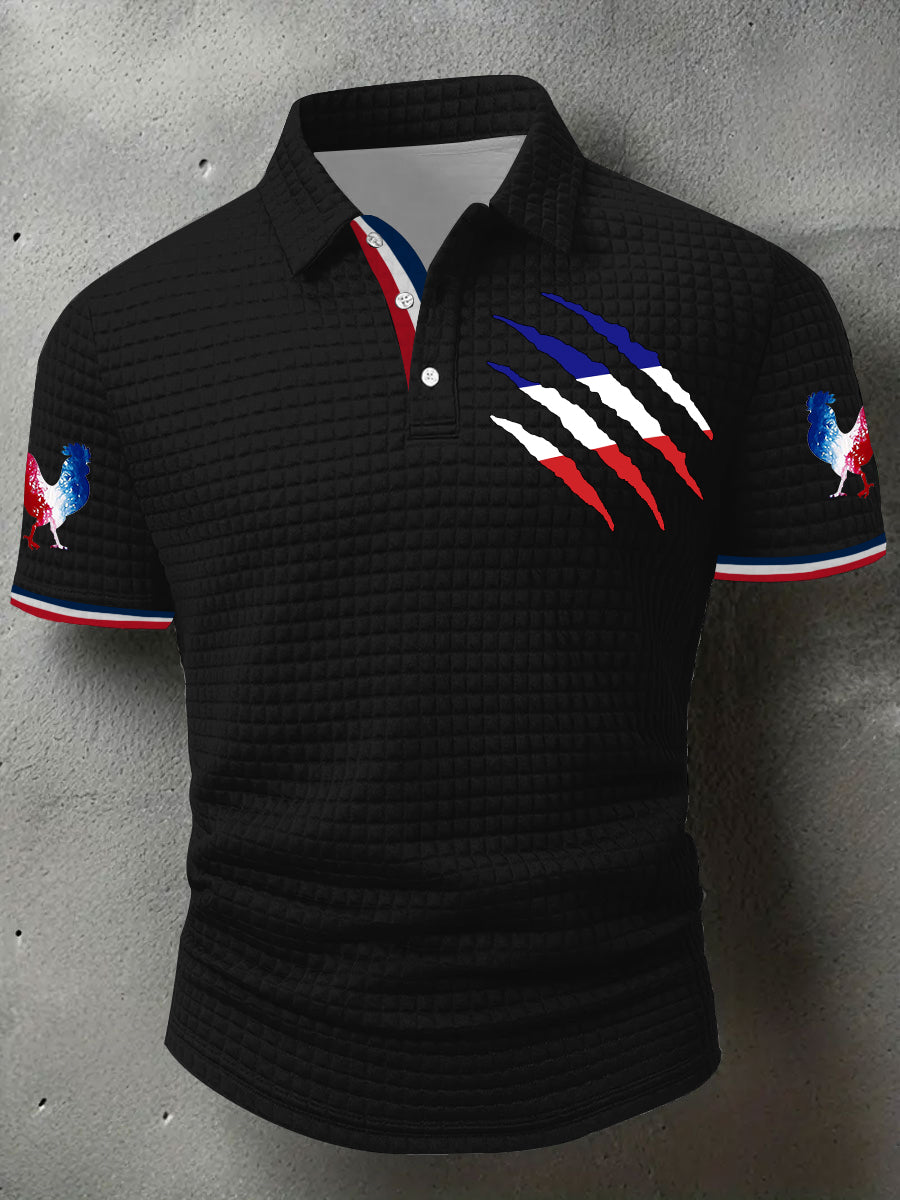 Chemise fonctionnelle à manches courtes et col cubain imprimé