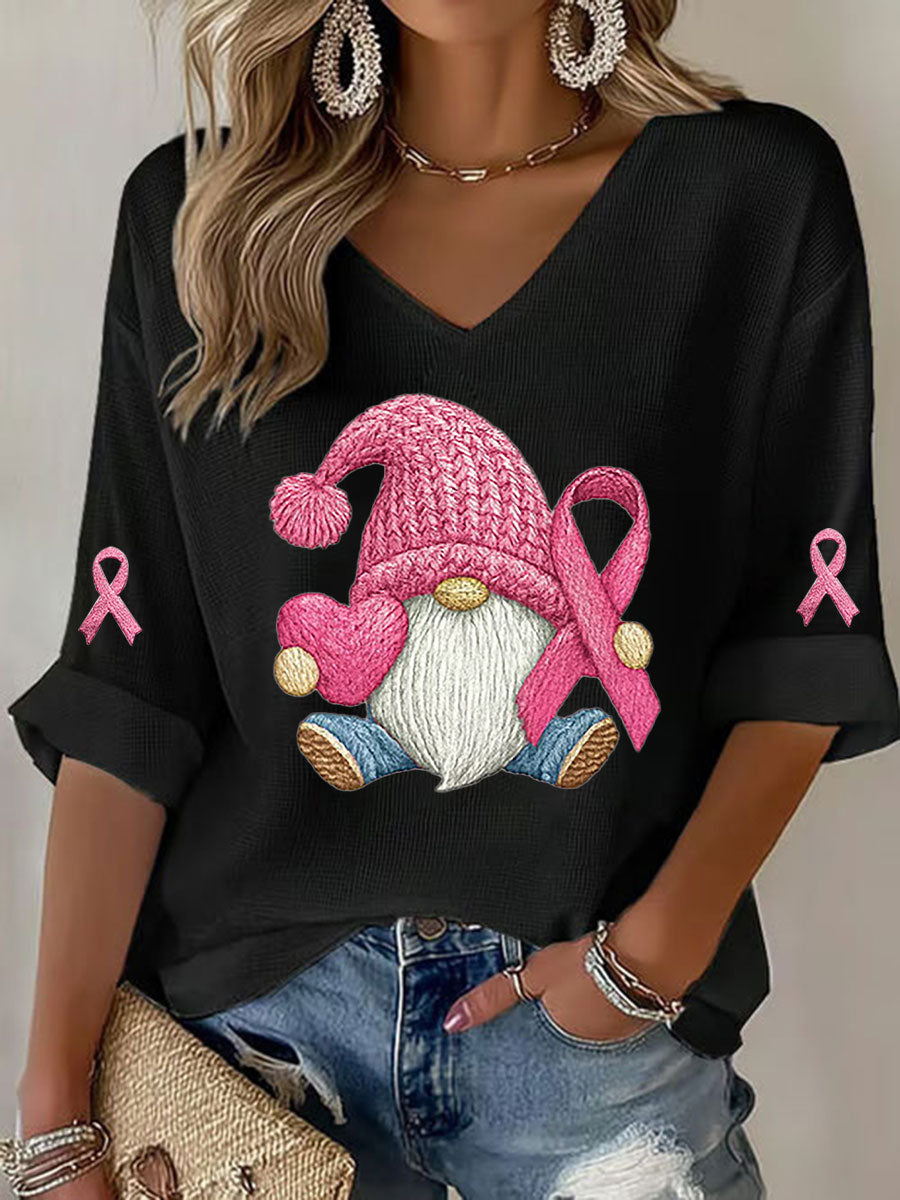 T-shirt à imprimé ruban rose pour femmes, sensibilisation au cancer du sein