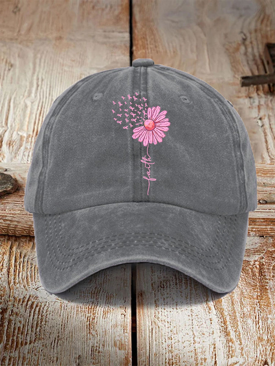 Chapeau unisexe de soutien de sensibilisation au cancer du sein de tournesol de ruban rose