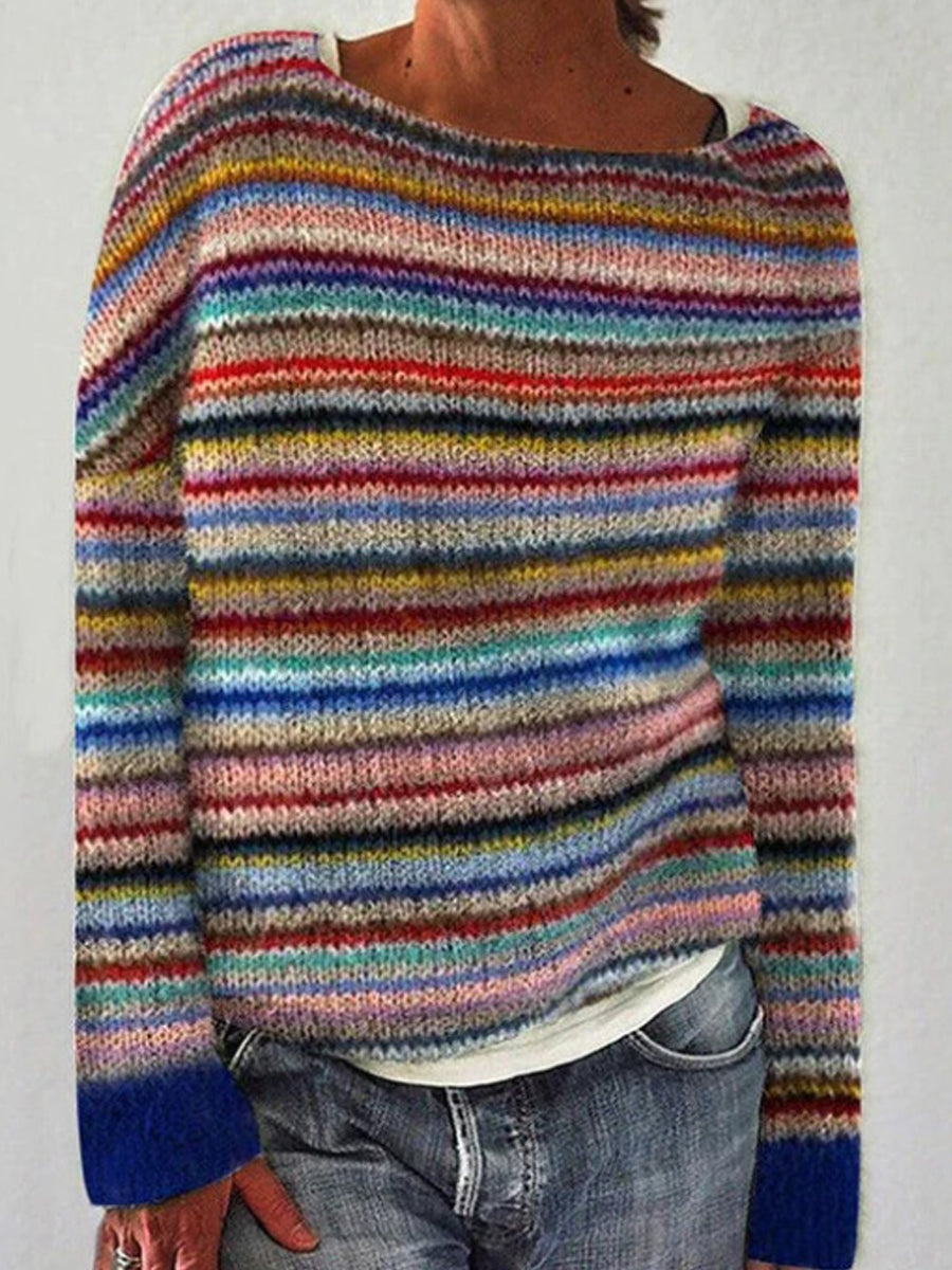 Chandail islandais ras du cou des femmes Loose Pullover