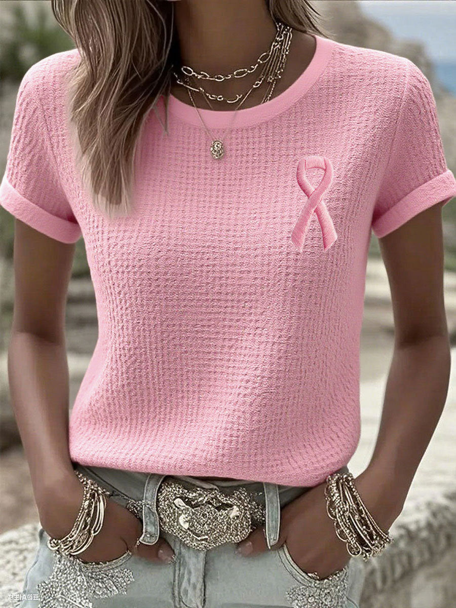 Tee-shirts femme ruban rose sensibilisation au cancer du sein
