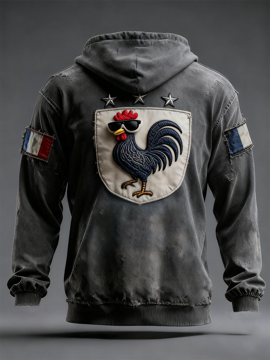 Sweat à capuche décontracté Vintage French Flag pour homme