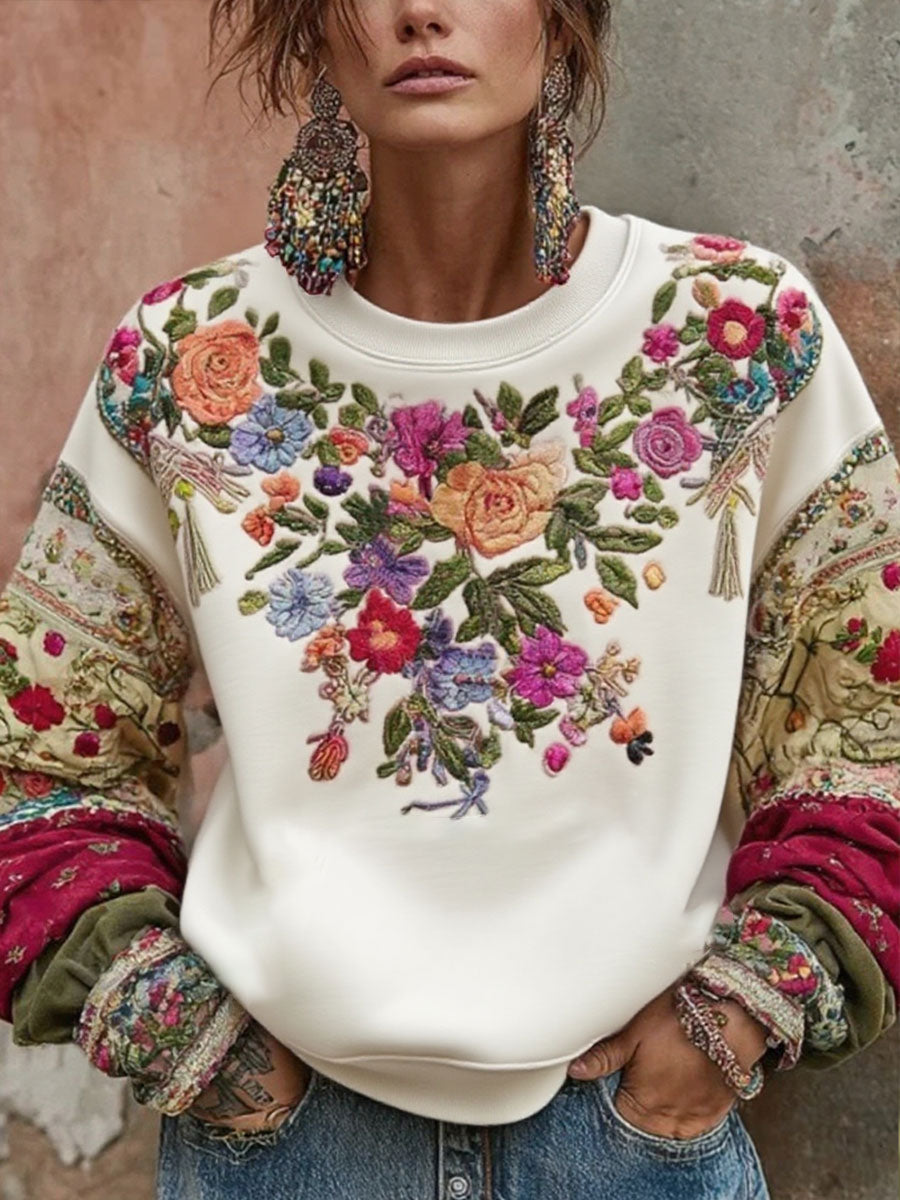 Women's Breast Cancer Awareness Floral Imprimé Sweatshirt