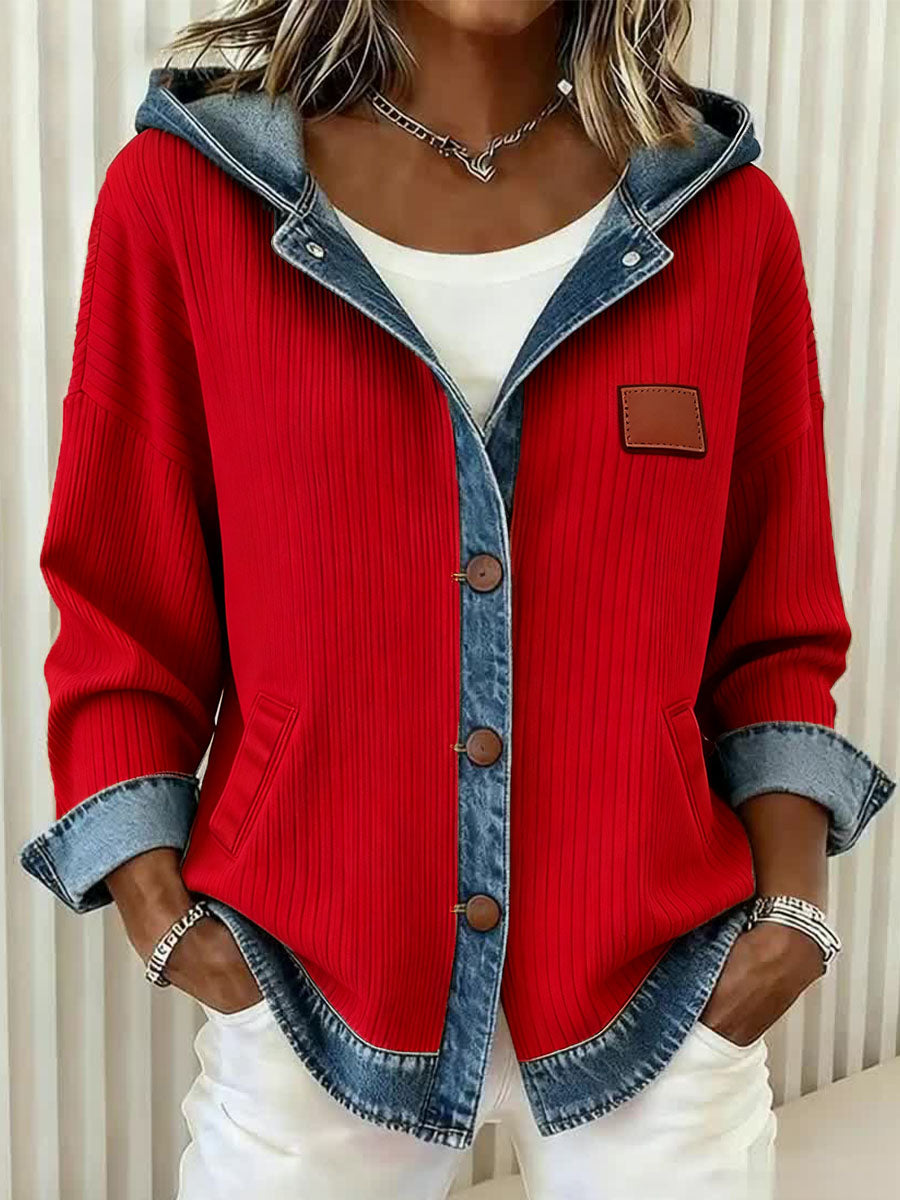 Cardigan à capuche design patchwork mode pour femmes