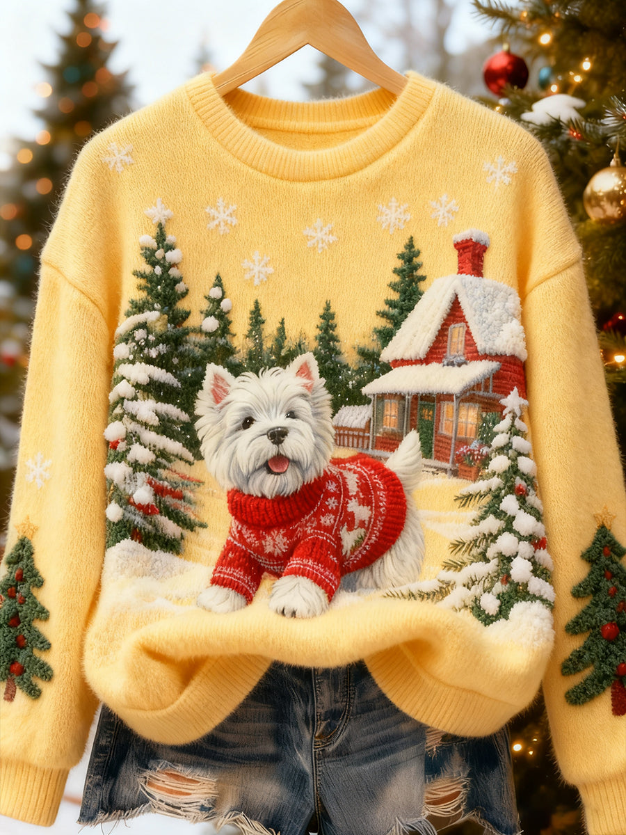 Top Décontracté en Flanelle Imprimé Art de Noël Animal Rétro Femme