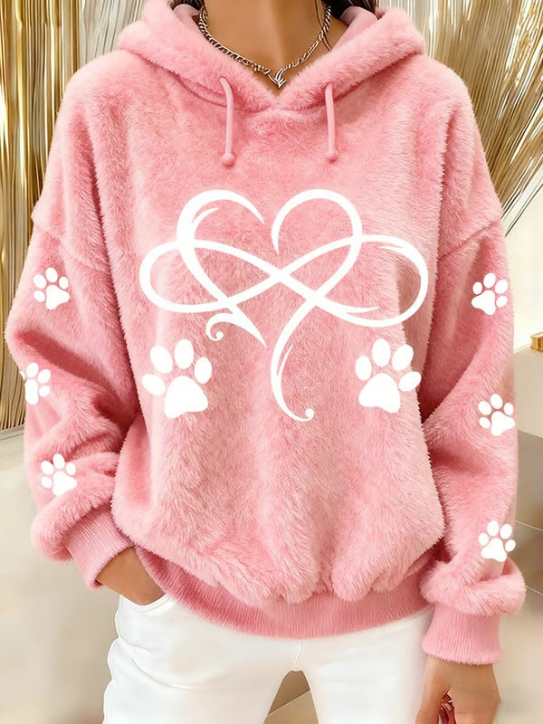 Sweat à capuche en flanelle imprimé animal amusant pour femmes