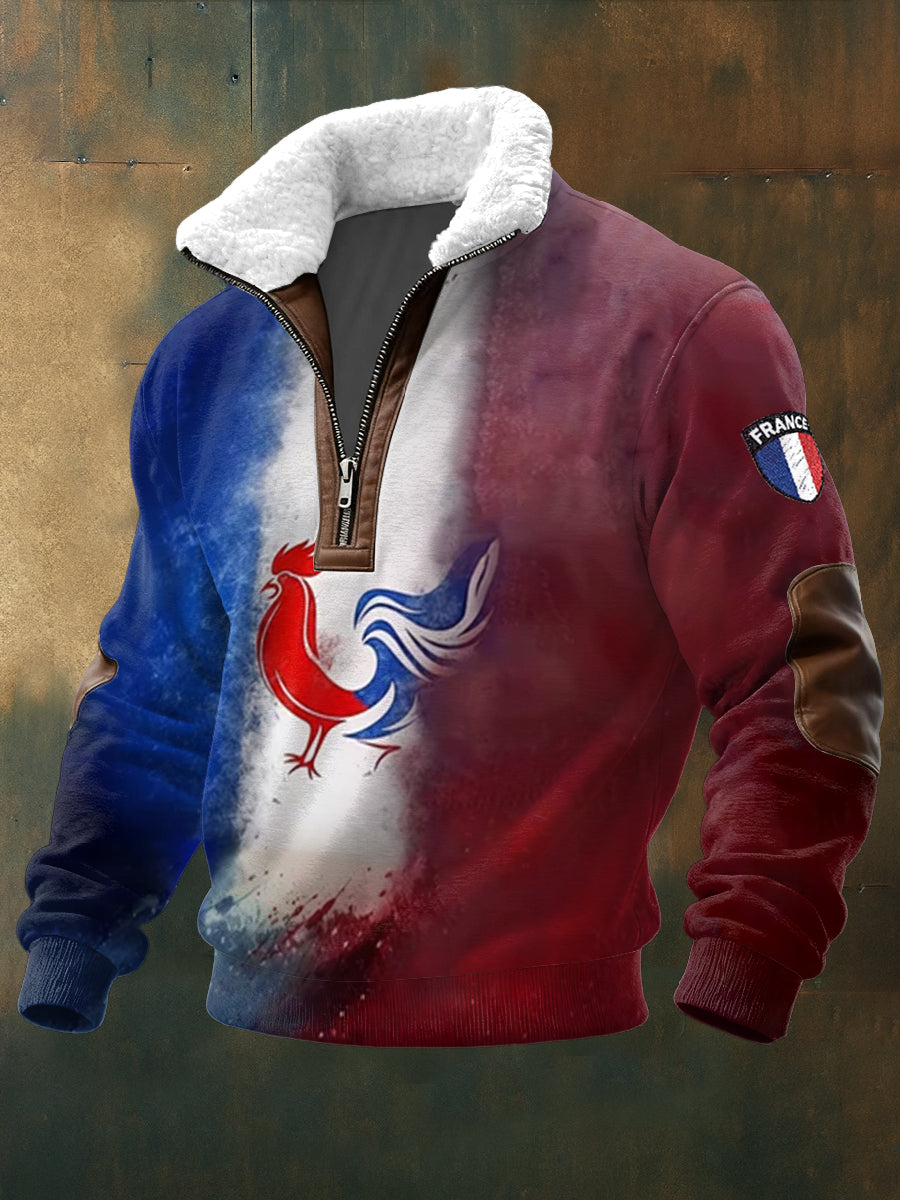Sweat-shirt décontracté à imprimé coq français pour hommes