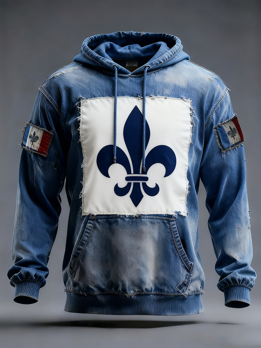 Sweat à capuche décontracté pour homme Drapeau français