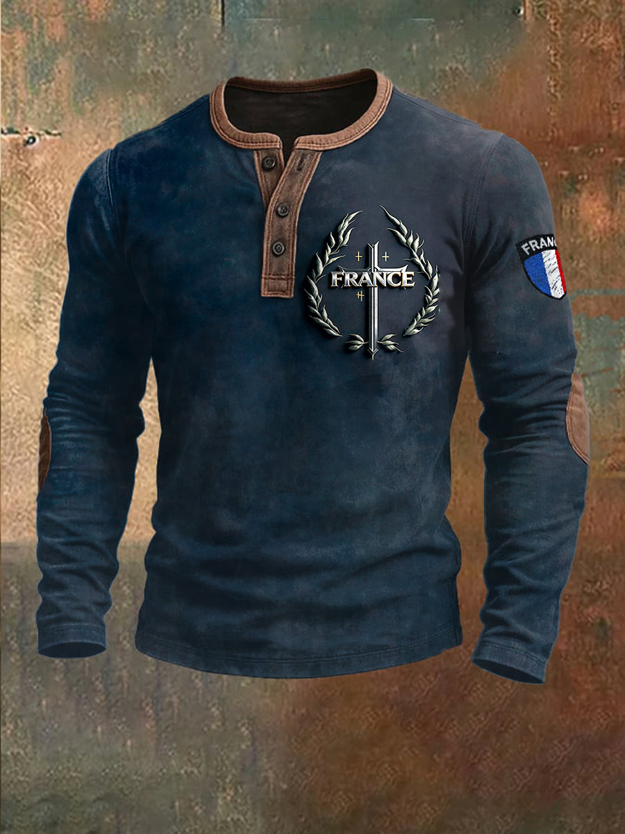 Sweat-shirt à imprimé croisé français pour hommes