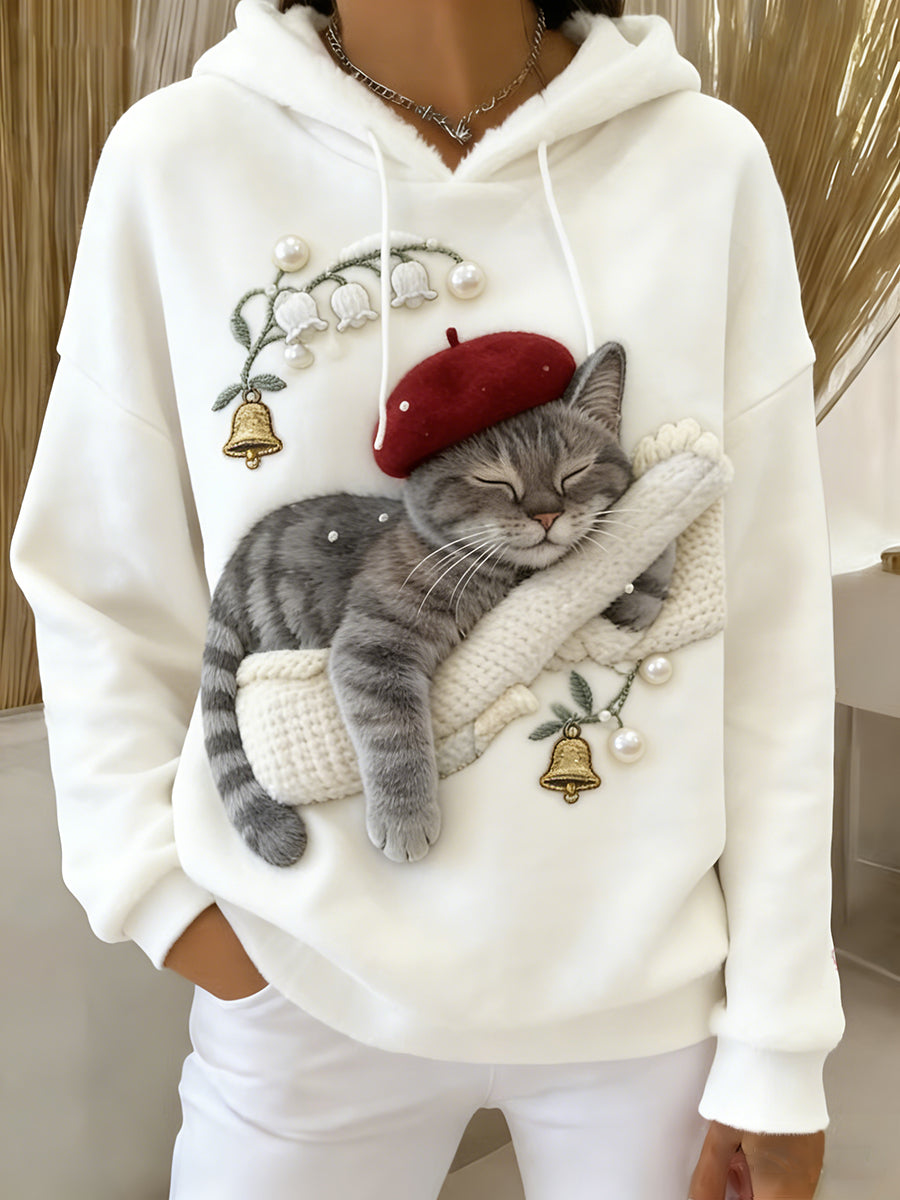 Sweat-shirt à capuche en flanelle à imprimé animal rétro femme