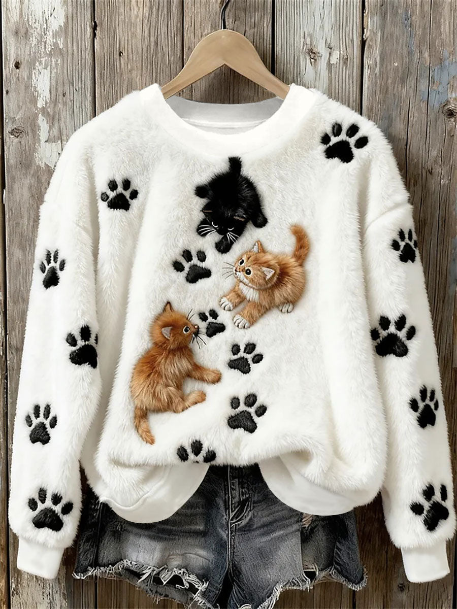 Top décontracté Cat Art Print pour femmes