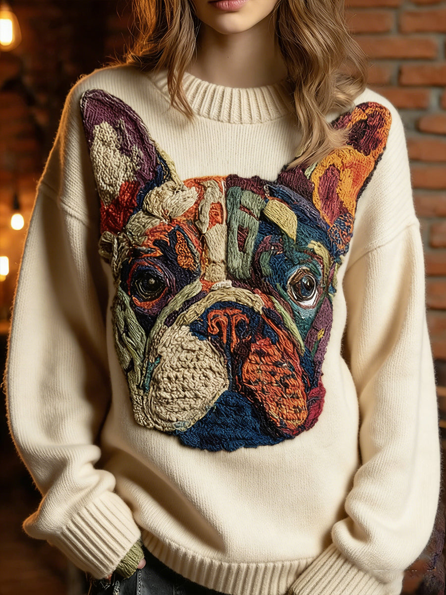 Pull décontracté à imprimé animal vintage pour femmes