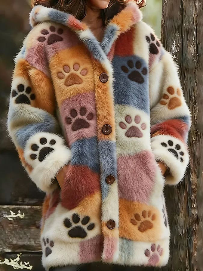 Veste chaude en flanelle imprimé animal pour femme