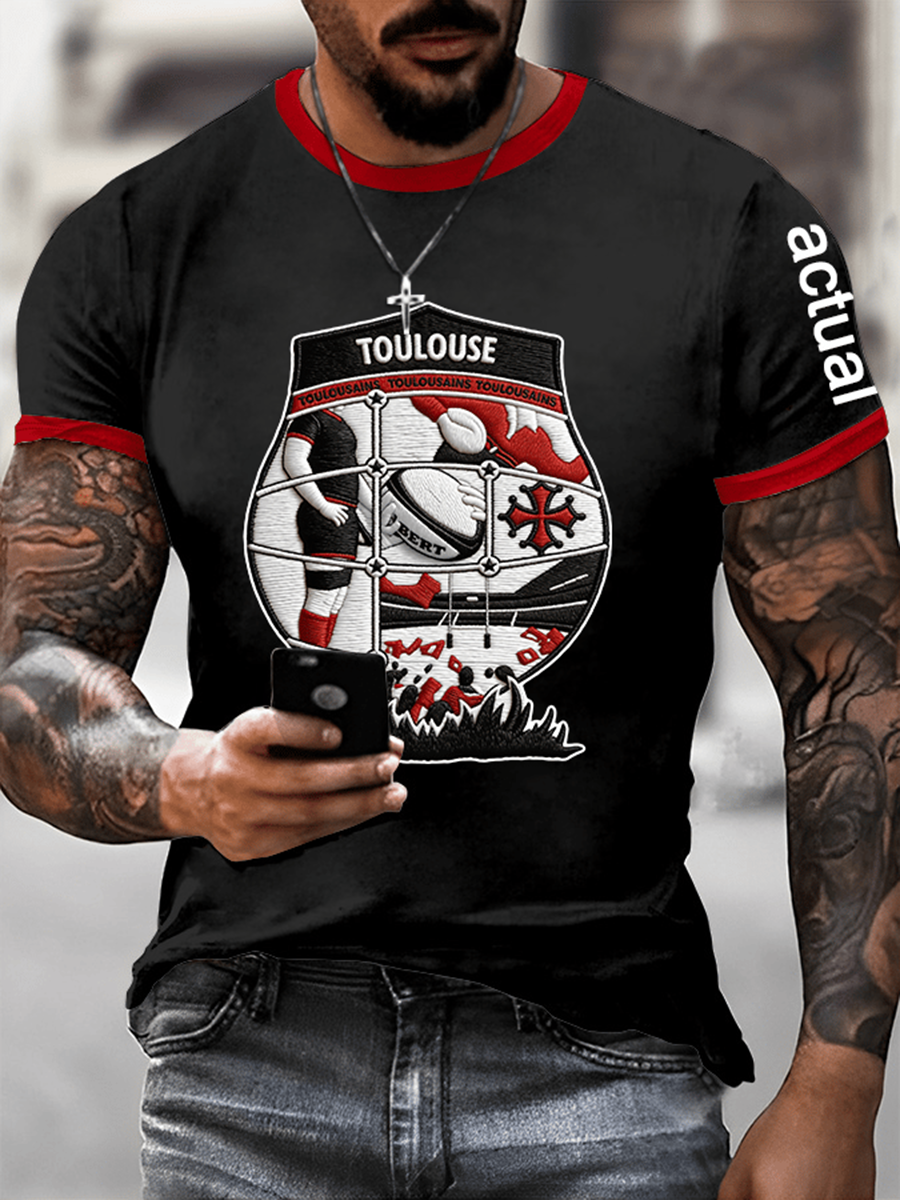 T-shirt Rugby Imprimé Manches Courtes Homme