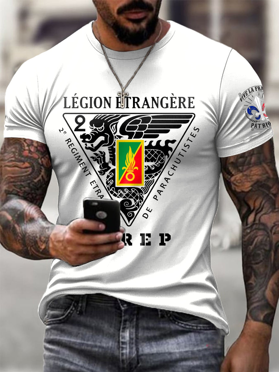 Rétro Français 2e Régiment de parachutistes étrangers T-shirt décontracté