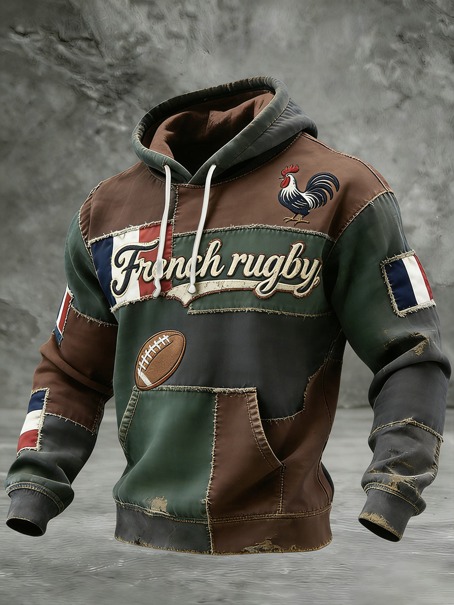 Sweat-shirt décontracté rétro à capuche en maille gaufre, confortable, de style français