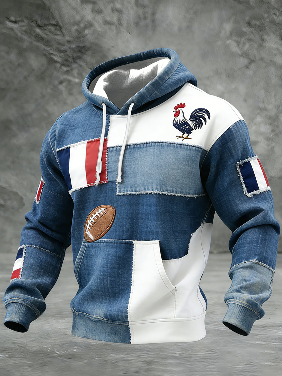 Sweat-shirt décontracté rétro à capuche en maille gaufre, confortable, de style français