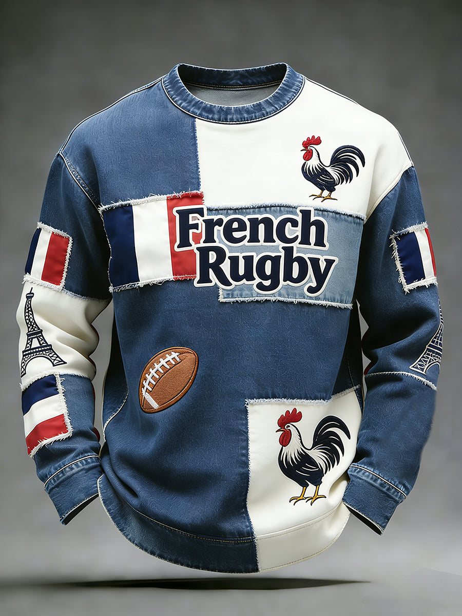 Haut décontracté et confortable rétro d'inspiration rugby à la française