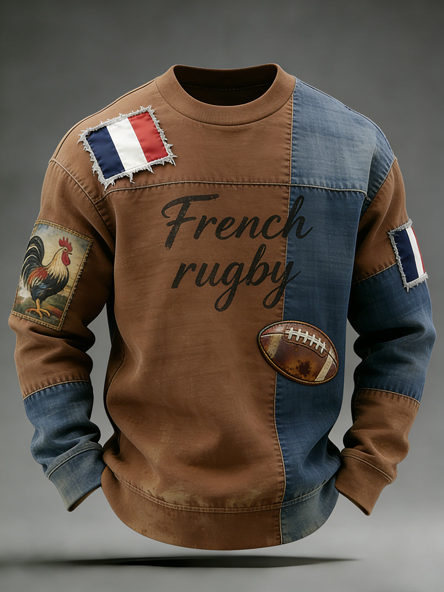 Haut décontracté et confortable rétro d'inspiration rugby à la française