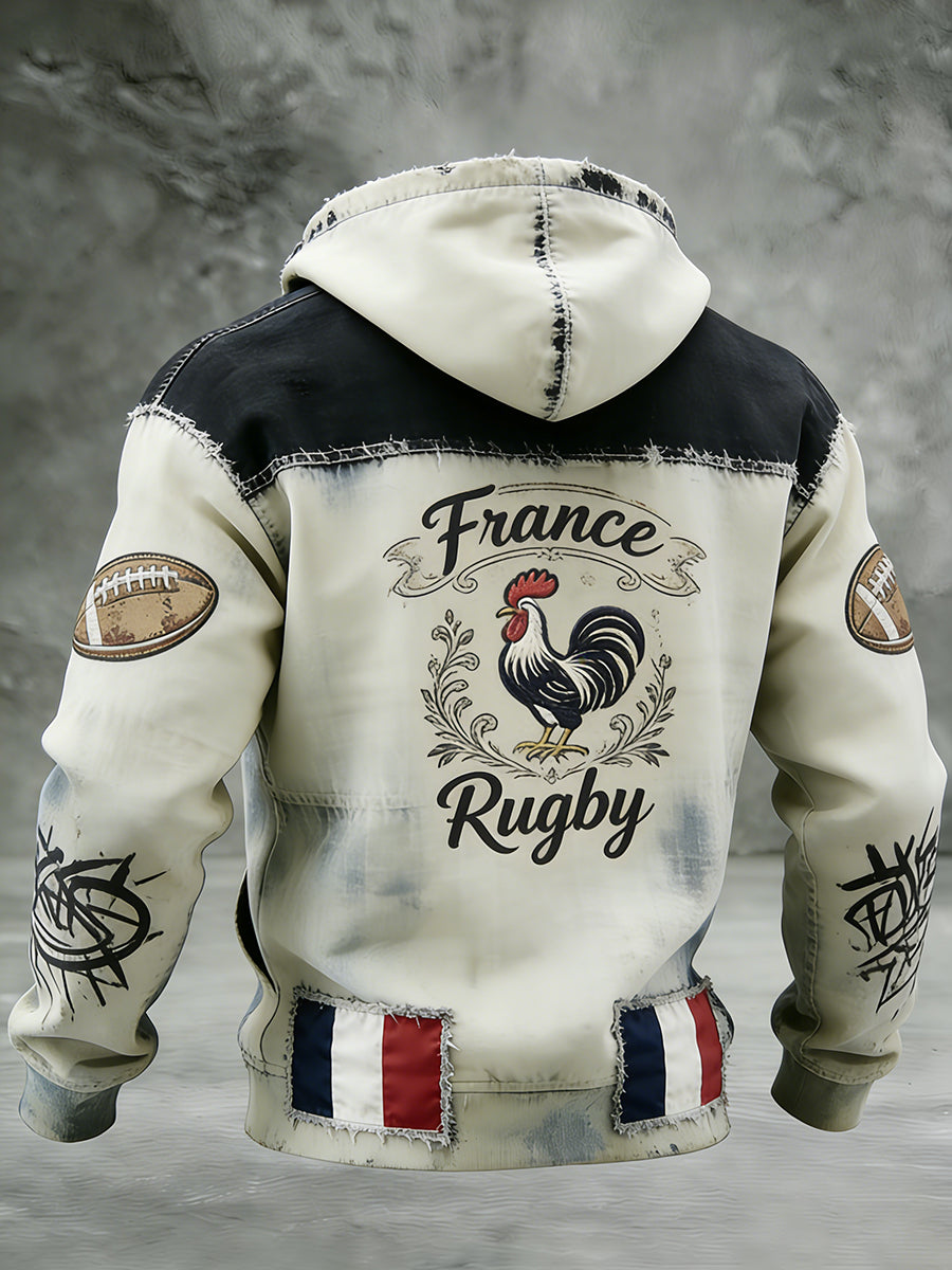 Sweat à Capuche Décontracté Rétro Français