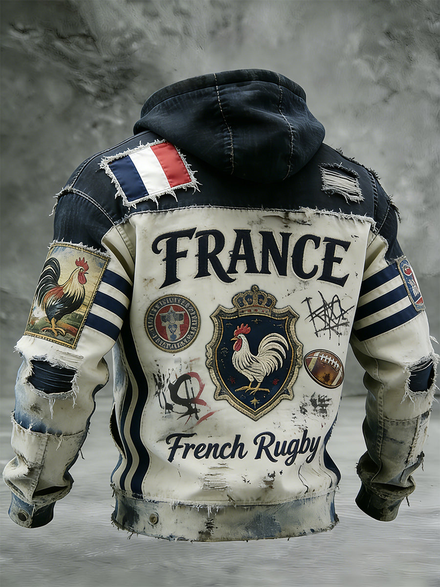 Sweat à Capuche Décontracté Rétro Français
