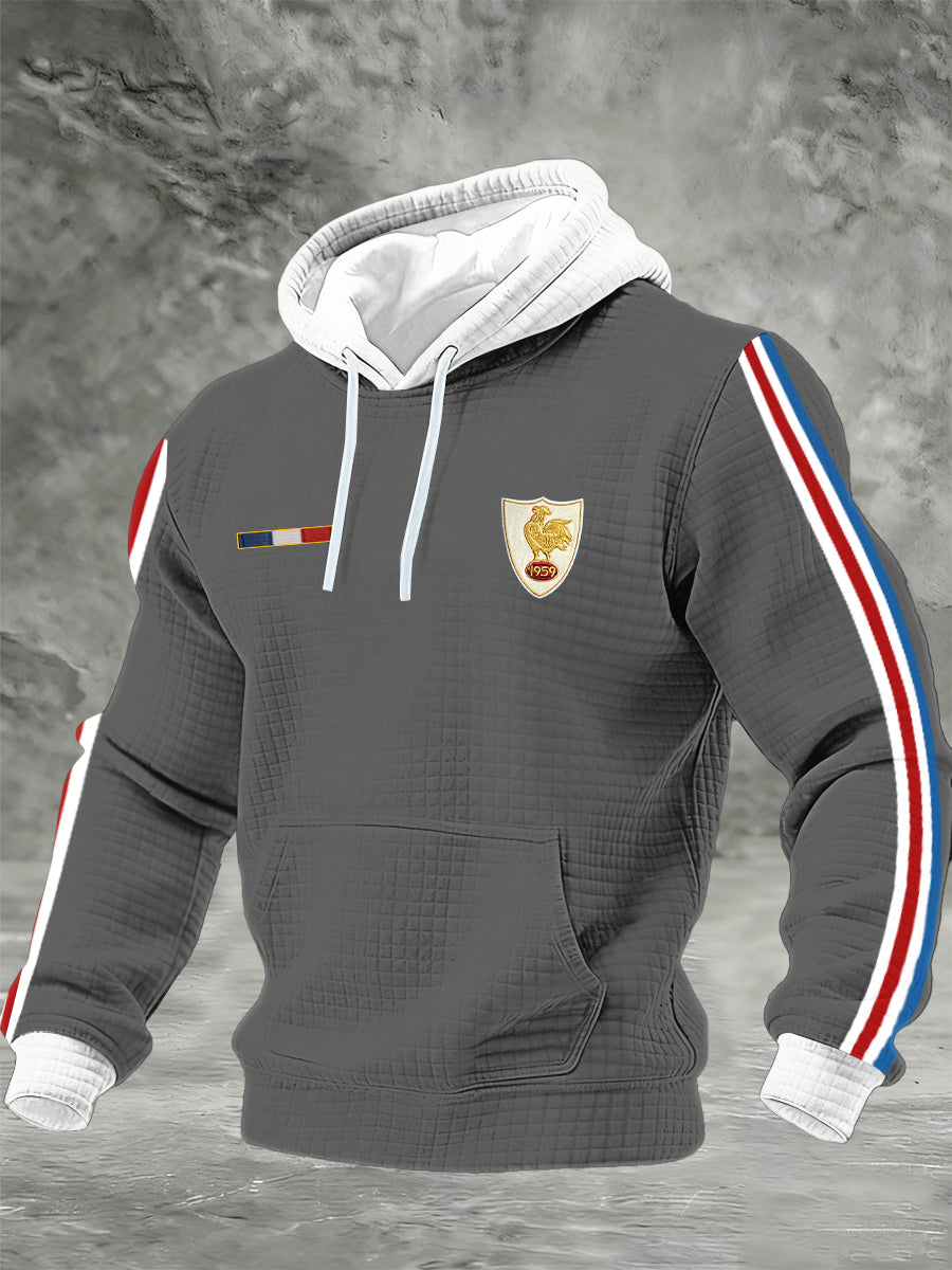 Chandail à capuchon à carreaux France Rugby en coton pour homme
