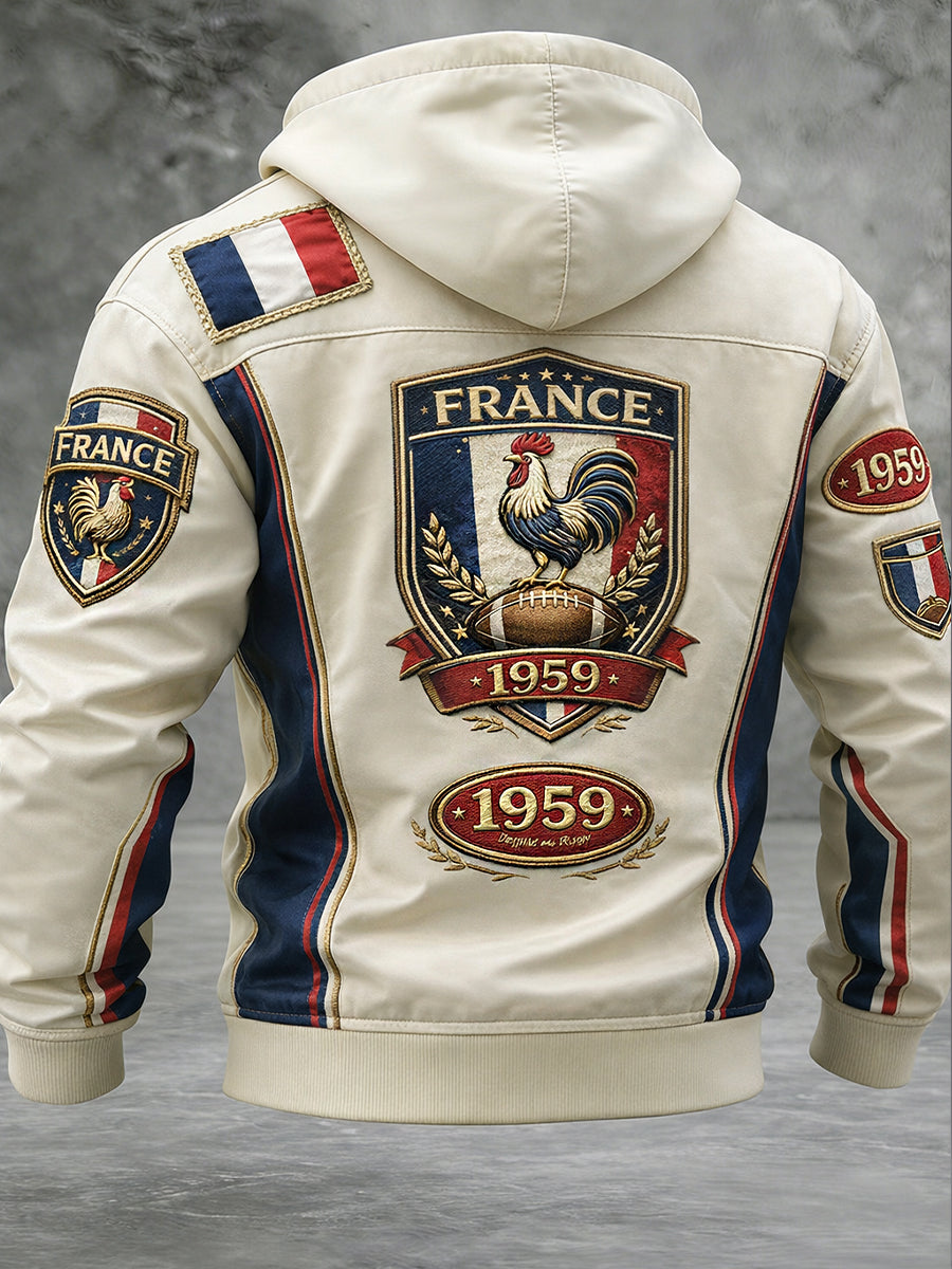 Sweat-shirt à capuche décontracté et confortable, style rétro français rugby