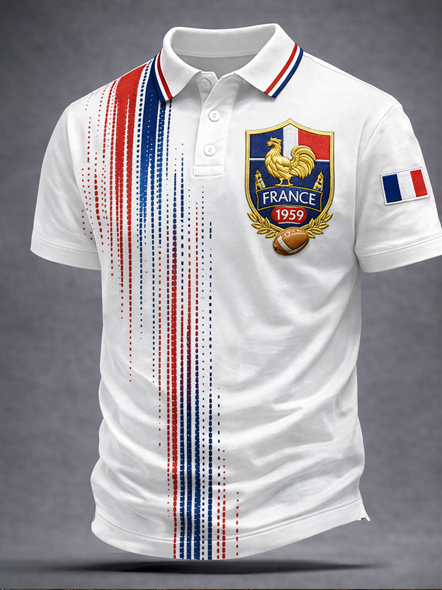 Maillot décontracté style rugby français rétro