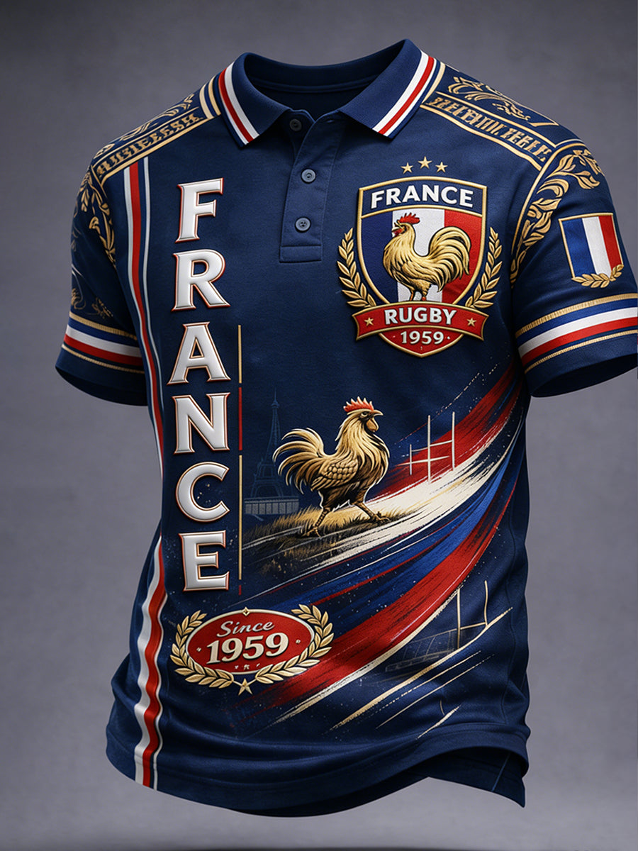 Maillot décontracté style rugby rétro français