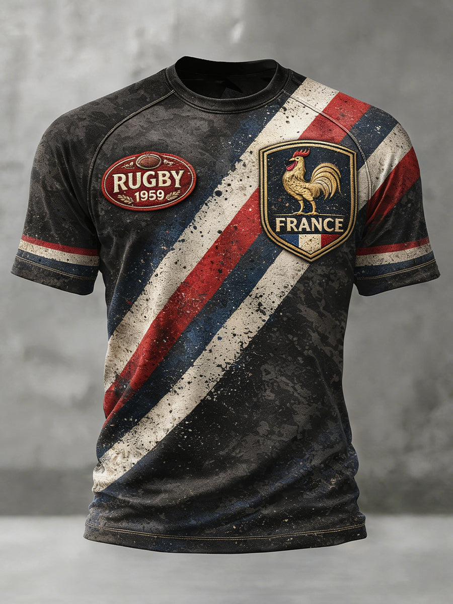 T-shirt décontracté rétro style rugby français