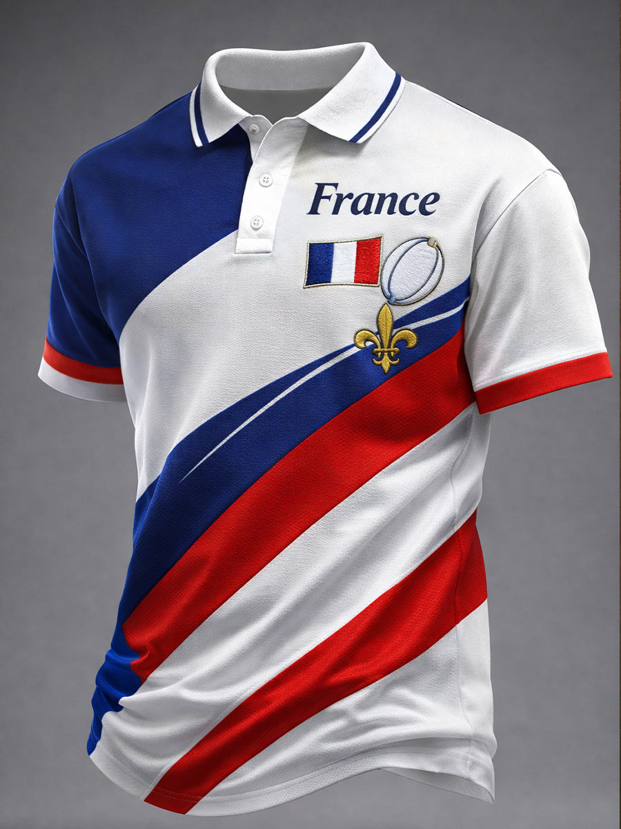 Maillot décontracté style rugby rétro français