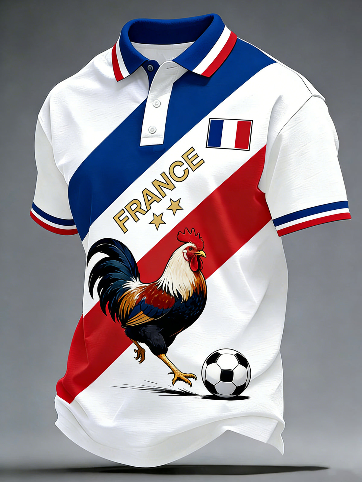 Polo pour hommes, fan de football français, avec imprimé artistique
