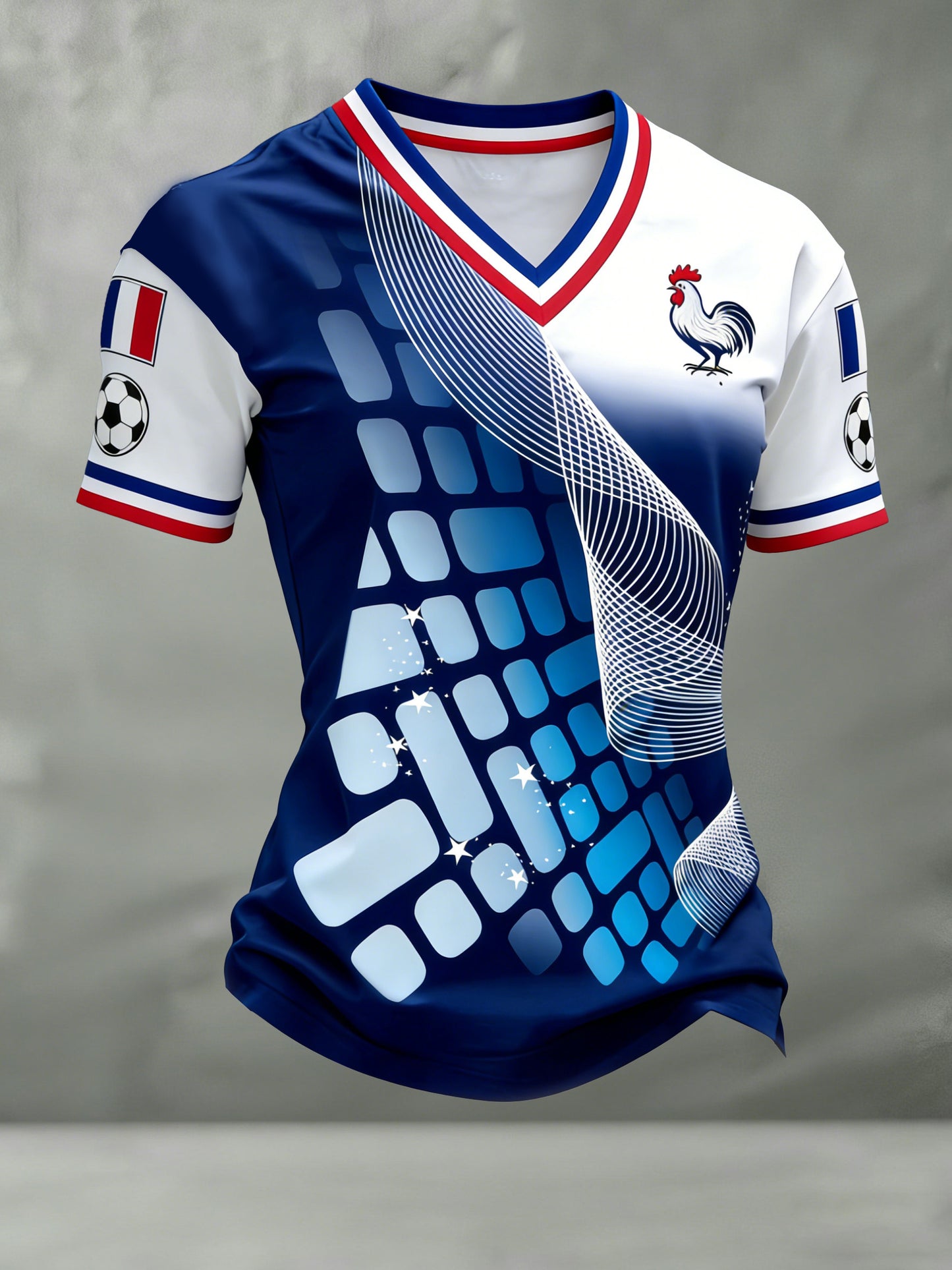 T-shirt de fan avec impression artistique pour soutenir un match de football féminin en France