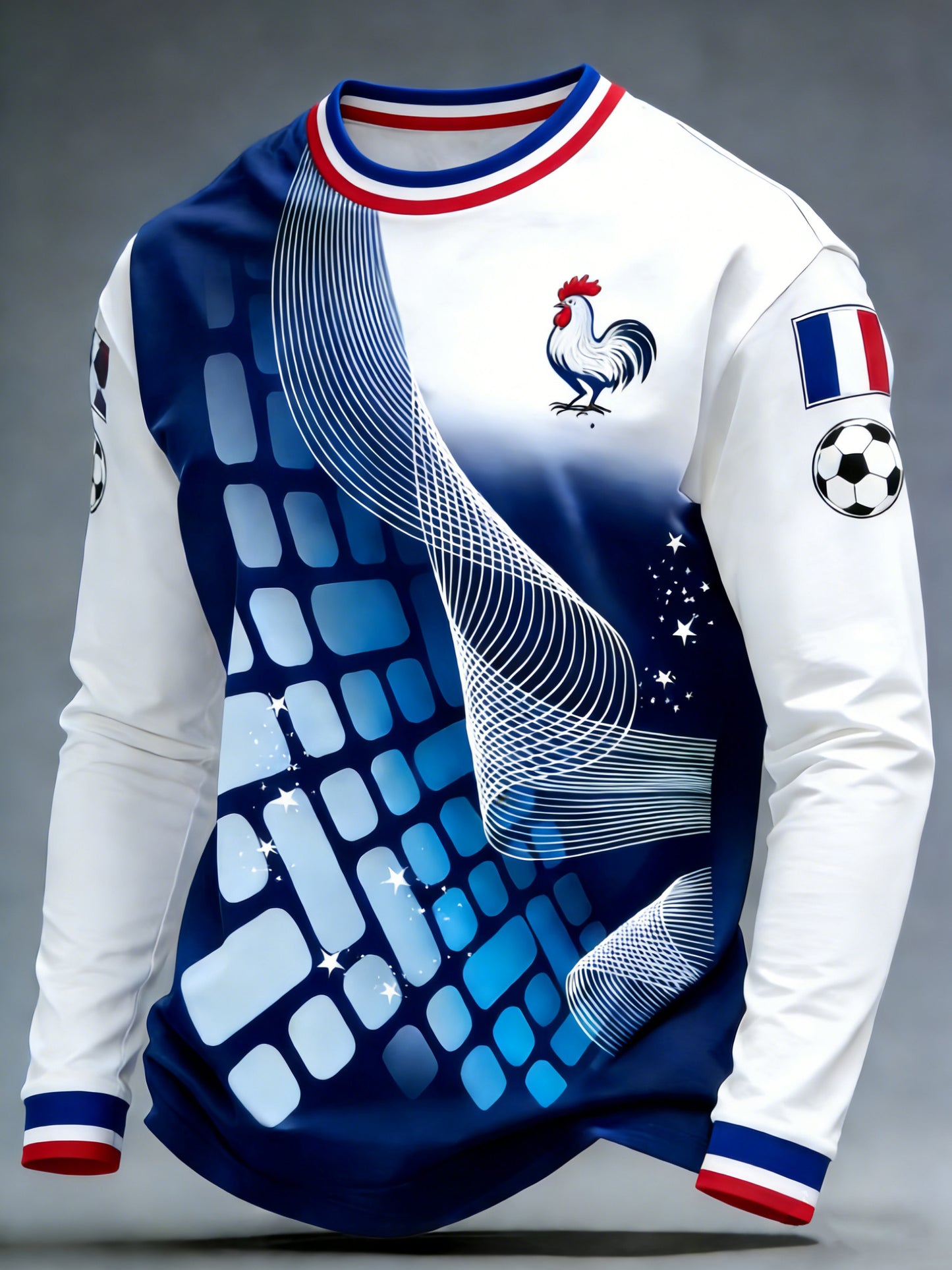 T-shirt de fan avec impression artistique pour soutenir un match de football français masculin