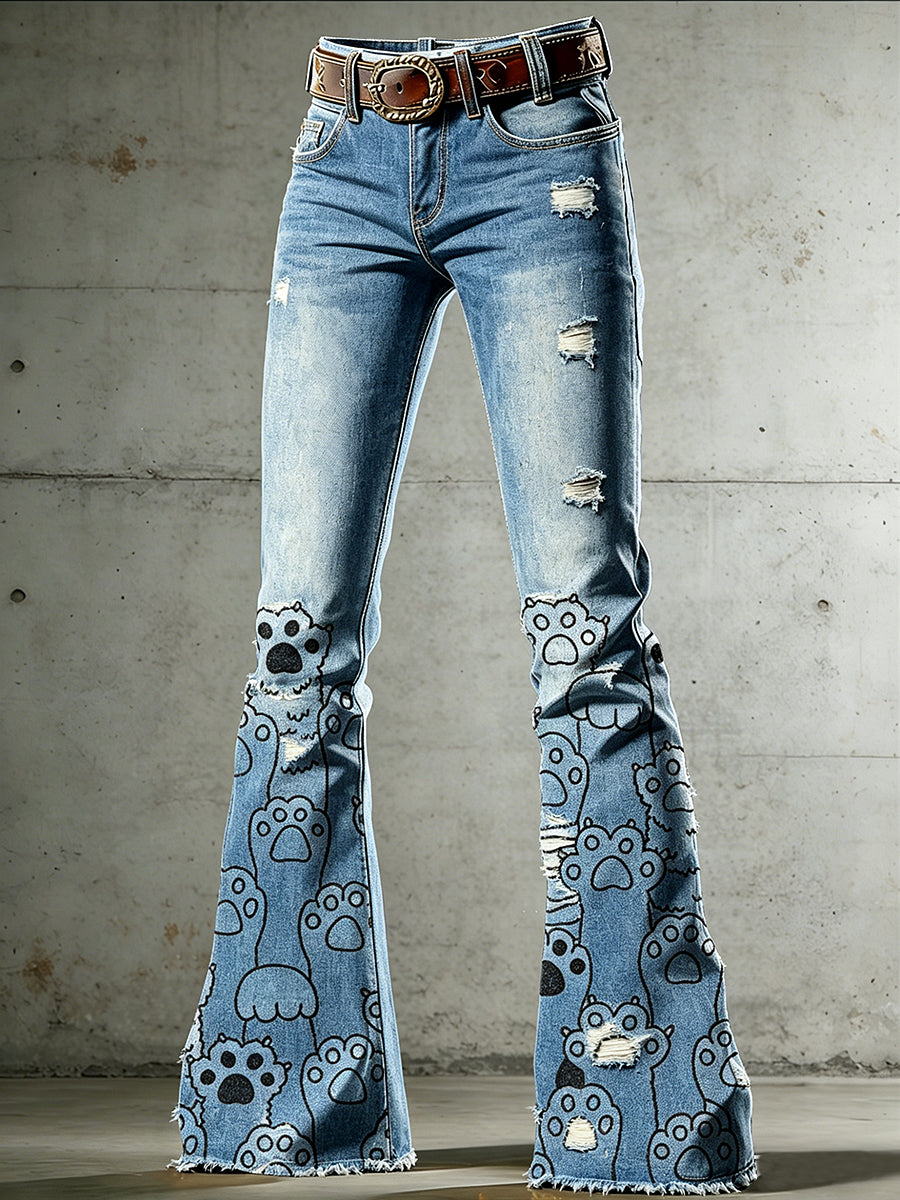 Pantalon Évasé Animal Art Print Femme