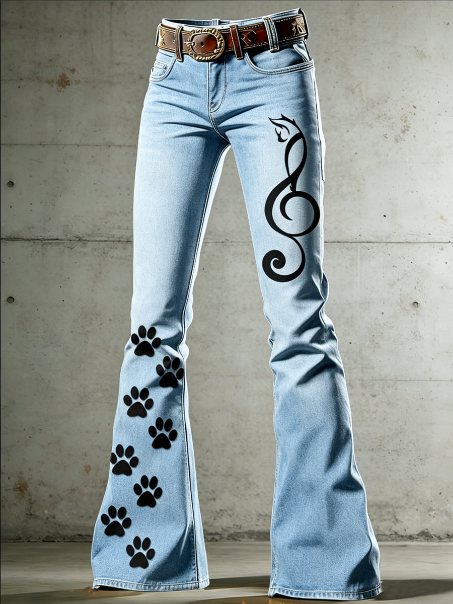 Pantalon évasé pour femme à imprimé animalier