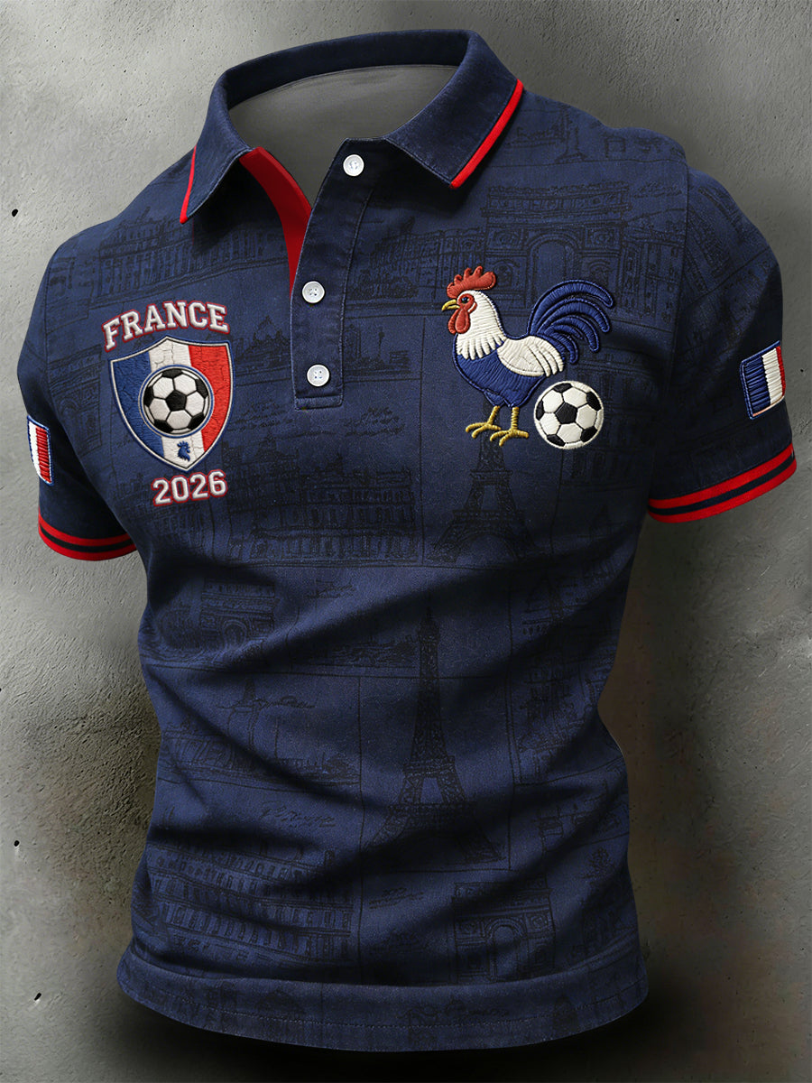 Polo artistique décontracté rétro français 2026 de football