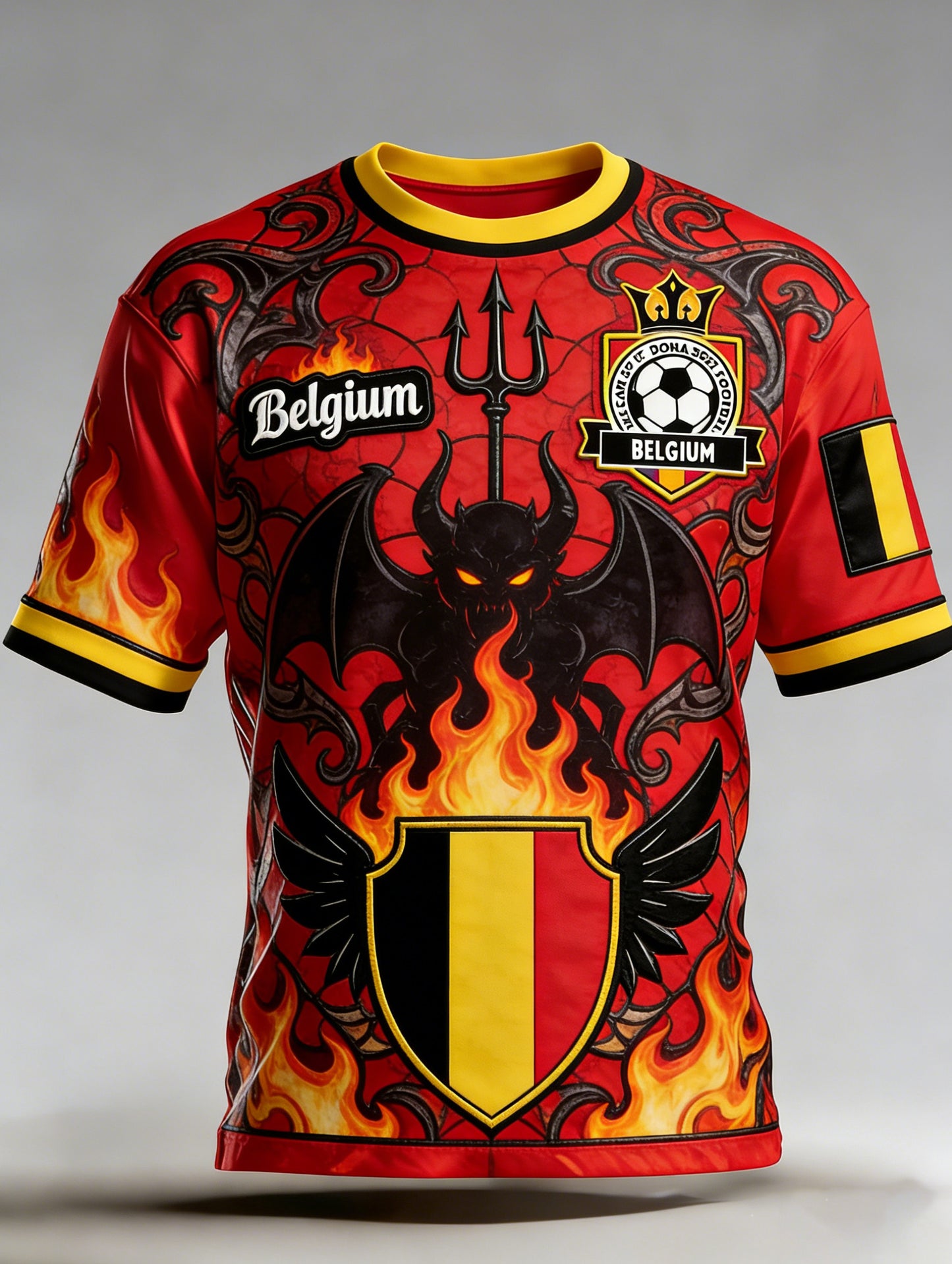 T-shirt de fan avec impression artistique pour soutenir l’équipe de Belgique de football, pour hommes