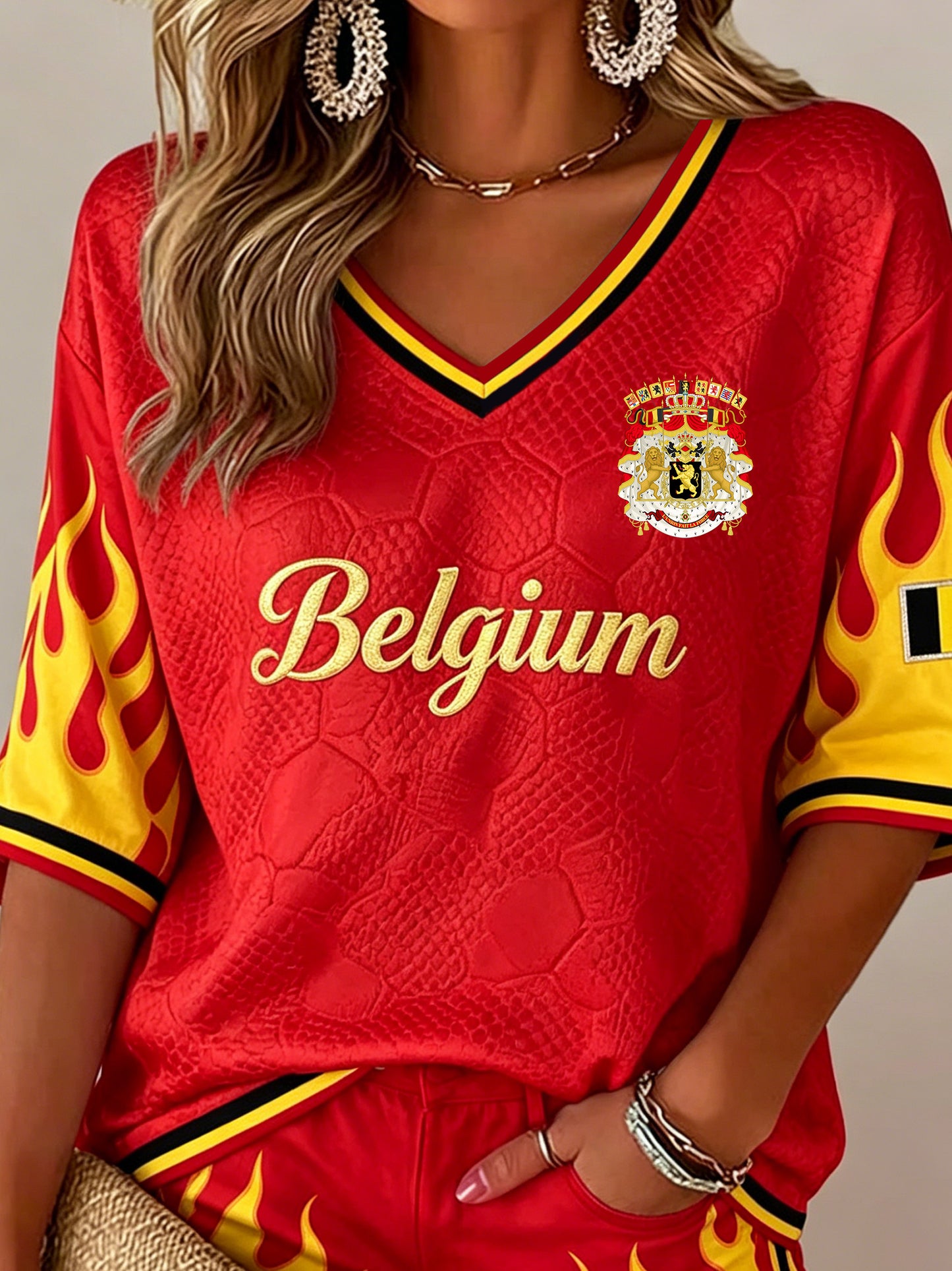 T-shirt de fan avec impression artistique pour soutenir le football féminin belge