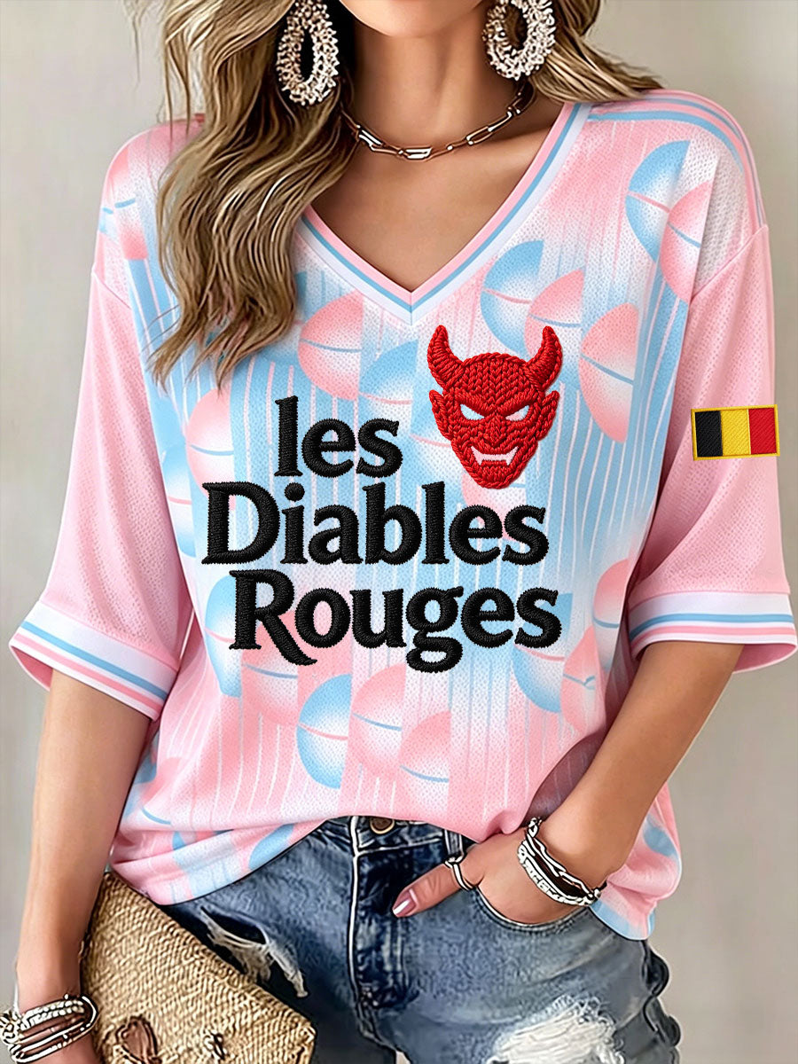 Hauts imprimés Belguim Football Lover Les Diables Rouges pour femmes