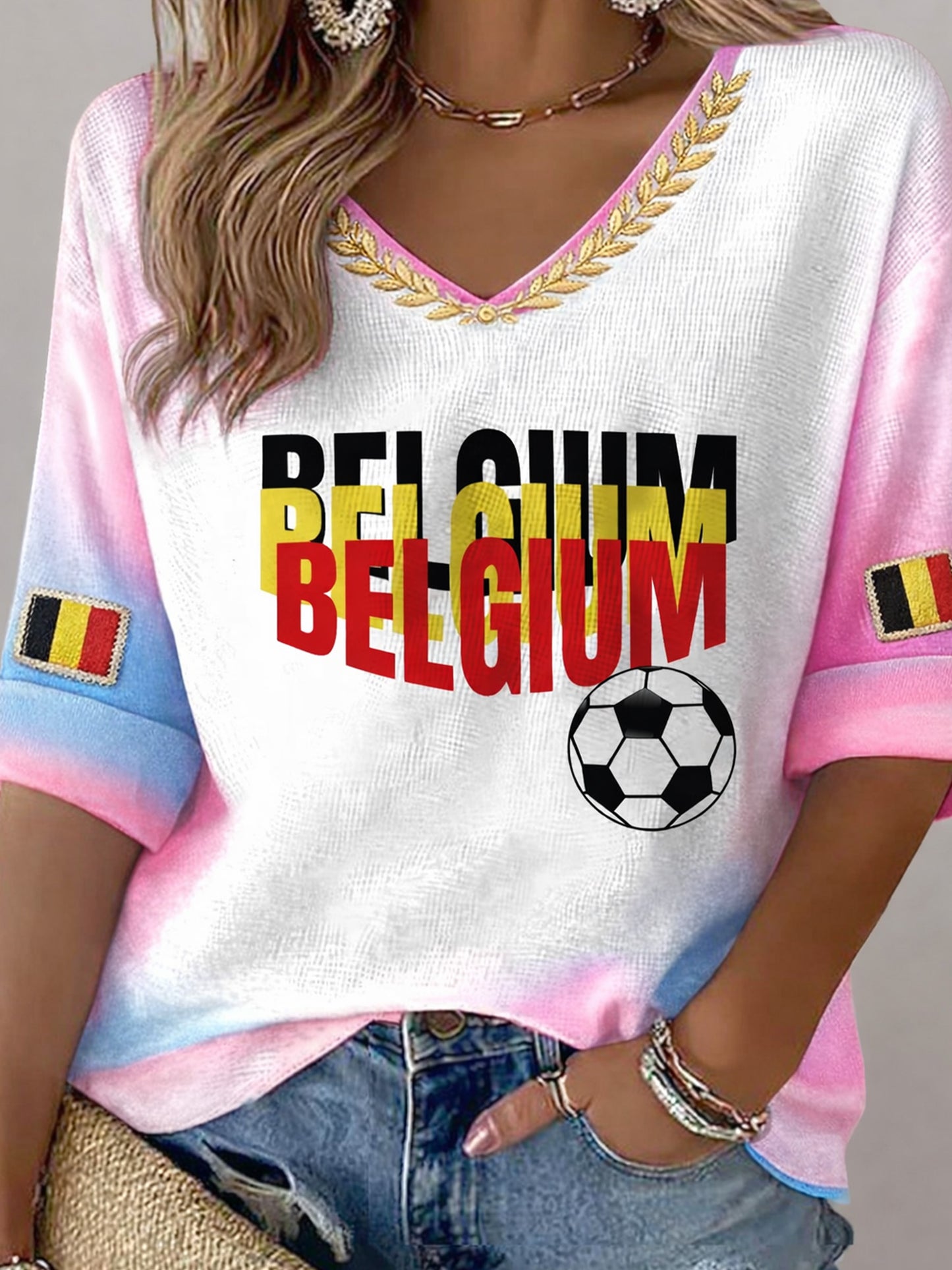 T-shirt de fan avec impression artistique pour soutenir le football féminin belge