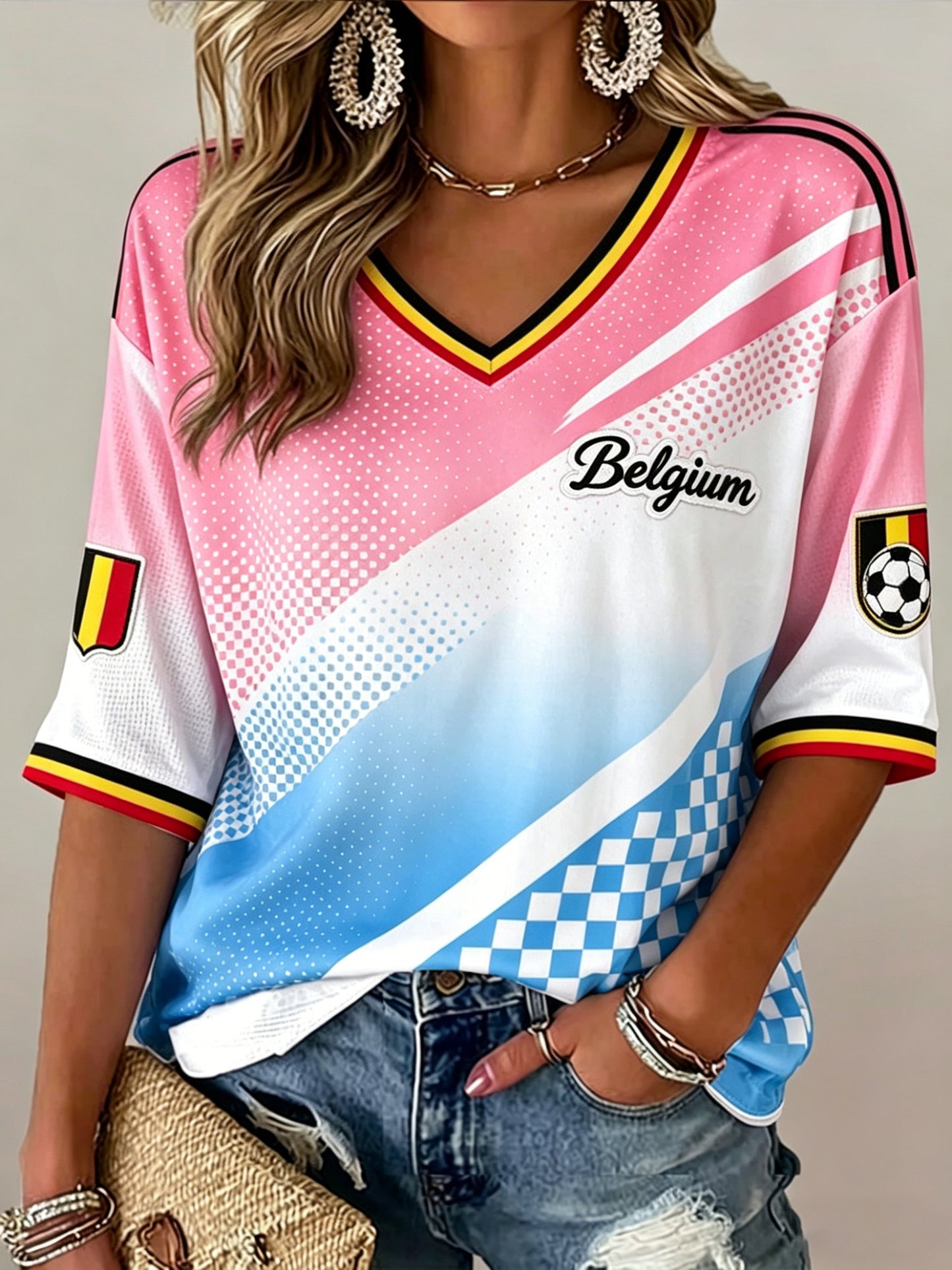 T-shirt de fan avec impression artistique pour soutenir le football féminin belge